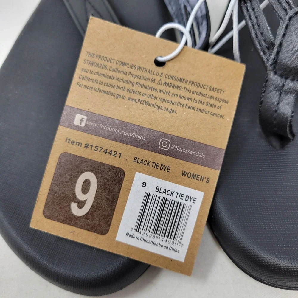 Flojos Sandals Mens Size‎ 9 Black Thong Memory Foam Slip On Beach Sandals